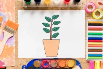 آموزش نقاشی گلدان گیاه در 9 مرحله ساده برای کودکان