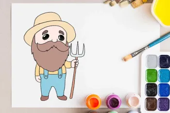 آموزش گام به گام نقاشی کشاورز برای کودکان