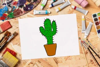 آموزش نقاشی کاکتوس به روش خیلی خیلی آسان