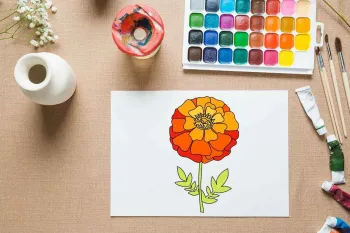 نقاشی کودکانه 💛 به روش خیلی راحت نقاشی گل همیشه بهار بکش