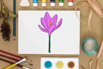 به روش خیلی ساده یک نقاشی گل بنفش ساده بکش