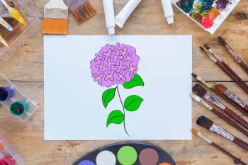 روش کشیدن نقاشی گل ادریسی فوق العاده زیبا برای کودکان