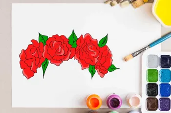 گام به گام روش کشیدن نقاشی تاج گل به صورت ساده برای کودکان