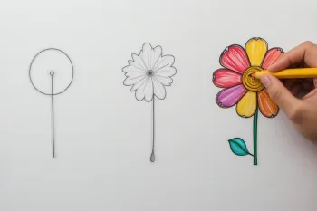آموزش نقاشی گل زیبا و ساده برای کودکان
