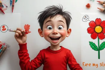 آموزش نقاشی گل قرمز در 3 مرحله ساده برای کودکان