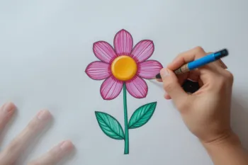 آموزش مرحله به مرحله نقاشی گل ساده برای کودکان