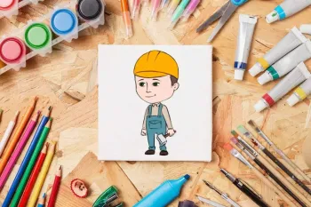 آموزش قدم به قدم نقاشی مهندس برای کودکان