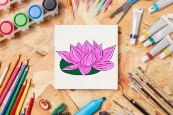 آموزش مرحله به مرحله نقاشی گل نیلوفر آبی برای کودکان با تصویر