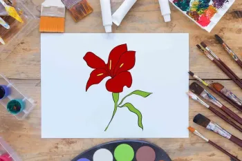 آموزش ساده کشیدن نقاشی گل لیلیوم برای کودکان