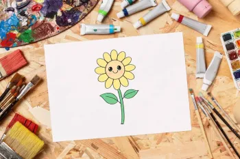 آموزش نقاشی گل بامزه برای کودکان