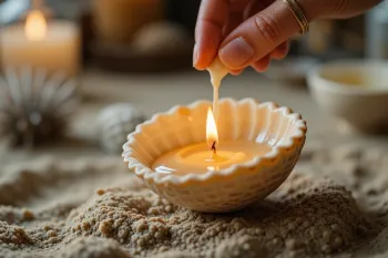 آموزش ساخت کاردستی شمع با صدف برای دکوراسیون خانه