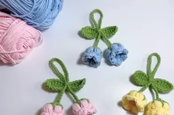ساخت جاسوئیچی و آویز گل زنگوله ای با قلاب بافی