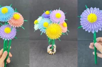 با نی پلاستیکی دسته گل خیلی زیبا درست کن / ایده کاردستی با نی پلاستیکی