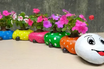 ساخت گلدان به شکل کرم با سیمان برای تزئین باغ و باغچه!