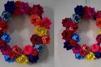 ساخت حلقه گل کاغذی بسیار زیبا روی در ورودی خانه!
