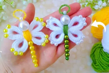 ایده ساختن آسان سنجاقک با نخ برای روی لباس!