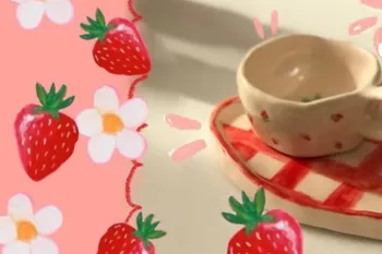 رنگ آمیزی فنجون سرامیکی با طرح توت فرنگی!