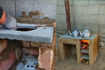 ساخت اجاق هیزمی و ذغالی از سیمان مخصوص باغ و ویلا!
