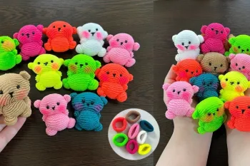جاکلیدی خرس عروسکی ساخته شده از کش مو و نخ به آسانی!
