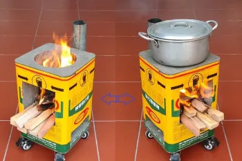 نحوه ساخت اجاق چوبی بدون دود از سیمان و حلبی های آهنی قدیمی!