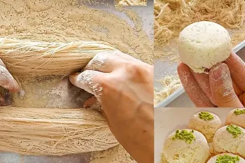 طرز تهیه پشمک حاج عبدالله فقط با کمی آرد و شکر!