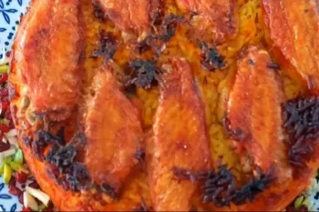 طرز تهیه ته انداز مرغ طلایی شده با دمی گوجه / ارمنی پلو خوشمزه و لذیذ
