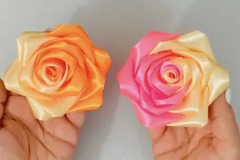ساخت گل رز تزئینی با ربان رنگی برای لباس!