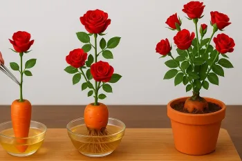 روش ریشه دار کردن گل های رز با کمک هویج!