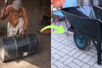 تبدیل بشکه های نفت به چرخ دستی های توسط هنرمند پاکستانی!