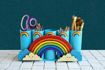 آموزش ساخت جا قلمی قلعه رنگین کمان برای کودکان!
