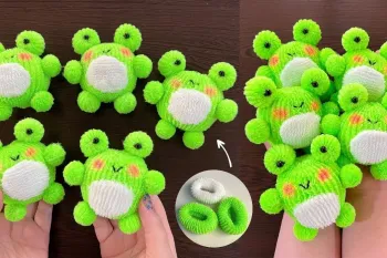 آموزش ساخت عروسک قورباغه ای با کش مو و نخ!