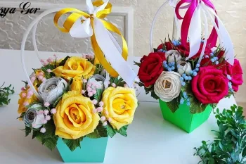 آموزش ساخت دسته گل کاغذی با کاغذ کرپ!