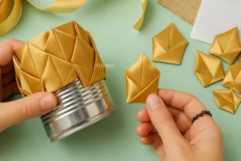 گلدان گل روبان ساتن: ایده DIY ساده و شگفت انگیز