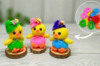 جوجه ی خیلی بامزه و آسان ساخته شده از کش موی رنگی امتحانش کن خیلی آسونه!