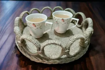 آموزش ساخت سینی با گونی و نخ کنفی و مقوا!