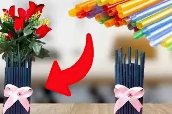 آموزش ساخت گلدان زیبا با نی!