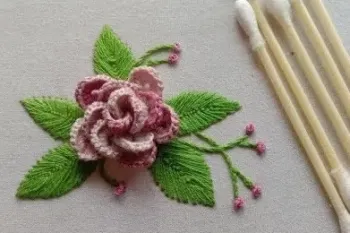 گلدوزی دستی گل رز سه بعدی با ترفند جدید!