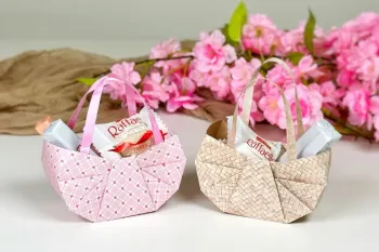 آموزش ساخت سبد هدیه اوریگامی با یک ورق کاغذ!