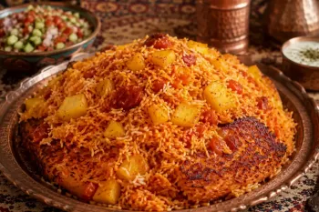 فقط با برنج، گوجه و سیب زمینی یک غذای خوش عطر و خوش رنگ درست کنید که همه عاشقش می شوند!