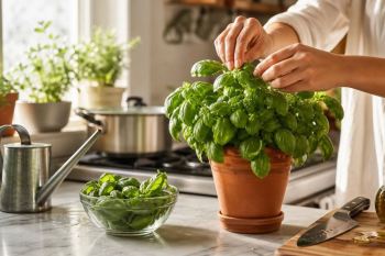 کاشت ریحان در گلدان در خانه؛ آموزش قدم به قدم برای داشتن ریحان تازه و سرسبز