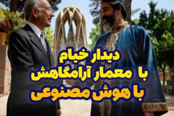 خیام نیشابوری و طراح آرامگاهش، هوشنگ سیحون، در دنیای هوش مصنوعی به هم می‌رسند!