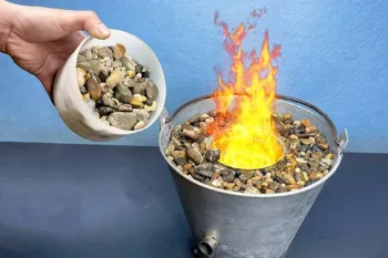 انرژی رایگان بدون برق! من خودم اجاق سنگی ۳ کاره را برای گرم کردن رایگان در خانه ساختم!