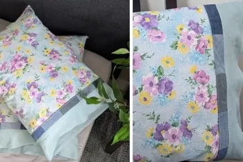 طرز دوخت روکش بالش تکه تکه جین از پارچه های باقیمانده!