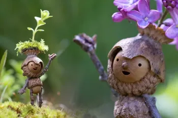 ساخت مجسمه با بلوط و شاخه های طبیعی!
