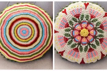 سه طرح کوسن گل دار موزاییکی، شاهکار قلاب بافی!