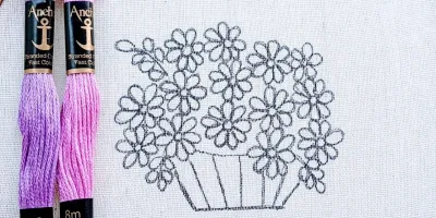 طرح گلدوزی سبد گل