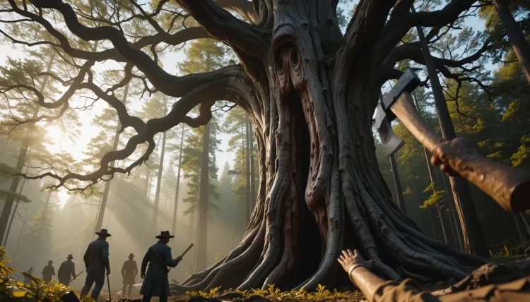 گفتگوی خیالی تبر و درخت کهنسال