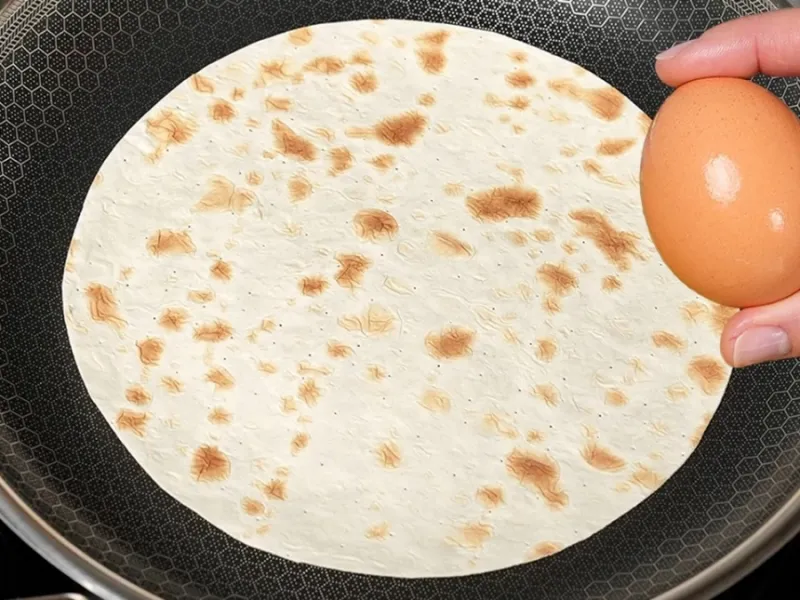 طرز تهیه صبحانه کلاسیک با نان لواش و تخم مرغ در ماهیتابه