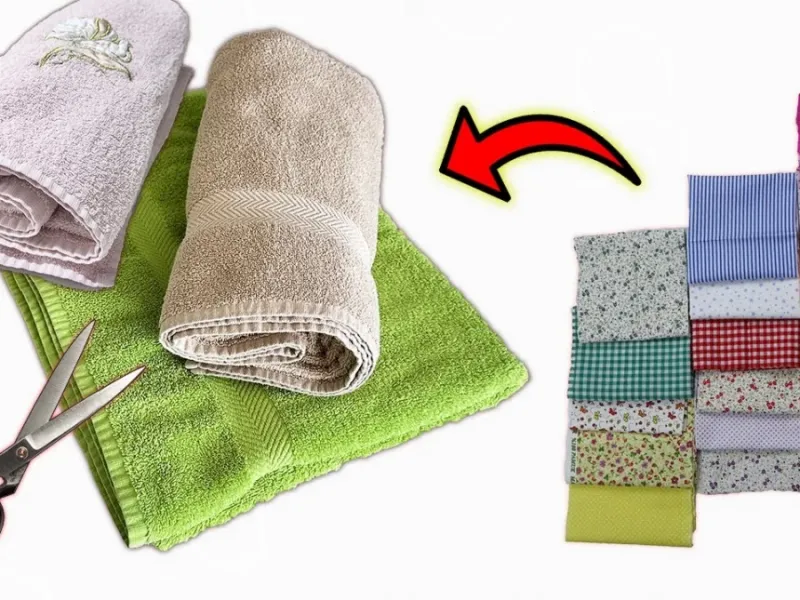 آموزش دوخت پادری حمام و توالت با خورده پارچه و حوله های قدیمی