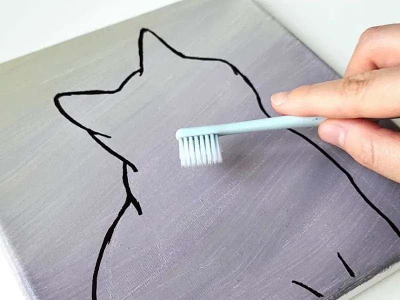 نقاشی گربه : آموزش کشیدن نقاشی گربه با مسواک برای مبتدیان